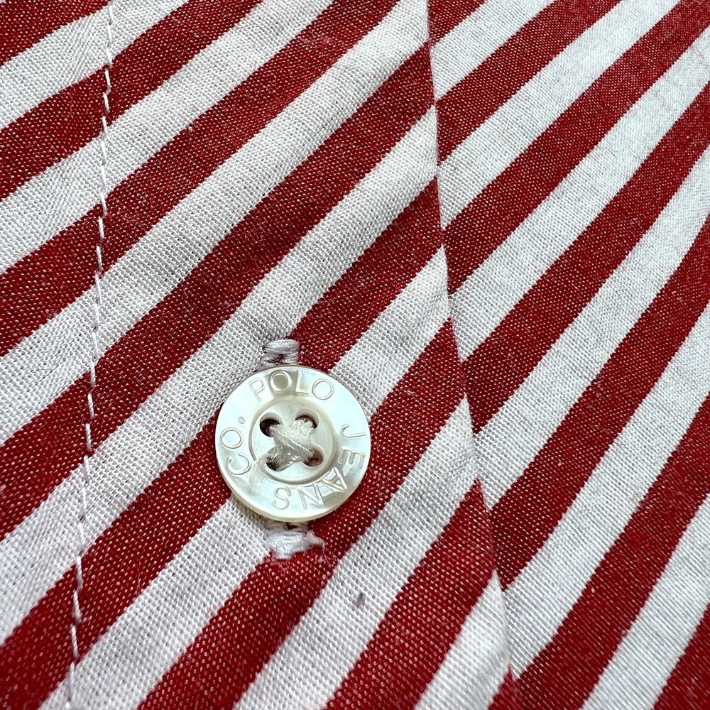 Vintage Polo Jeans Co. Ralph Lauren Women's M Red White Diagonal Stripe Shirt‎ - Picture 7 of 10